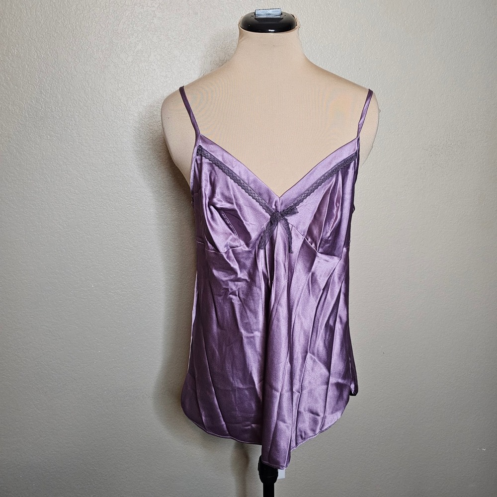 Victorias‎ Secret Purple Satin Lace Trim Camisole Sleep Top Large